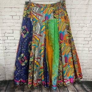 Anu Natural Peasant Skirt Maxi XL Colorful  Flowy Boho Gypsy TieDye Pull On Anii